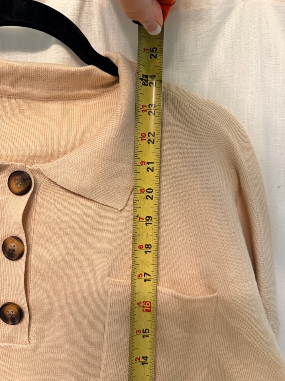Light Beige Knit Top with Small Chest Pocket - Picture 10 of 10